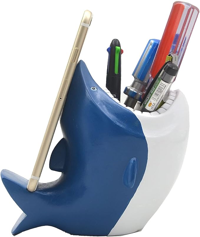 Shark Pen Holder with Phone Stand Shark Decorations Desk Organizer Holiday Gifts