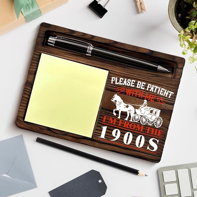 Funny Gag Gifts for Coworker Sticky Note Holder Please Be Patient with Me I'm From the 1900s Post it Note Dispenser for Office Cubicle Desk Decor