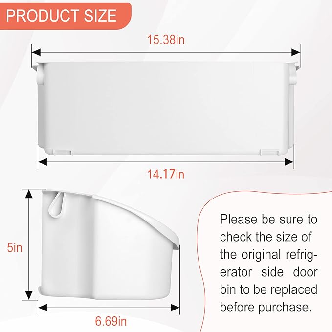 Upgrade 240356401 Refrigerator Door Bin Shelf Replace, Length 15.38", Compatible Frigidaire and Electrolux Side Bin, Top 2 Shelves on Refrigerator Side, Replace 240356402,240356409,240356406