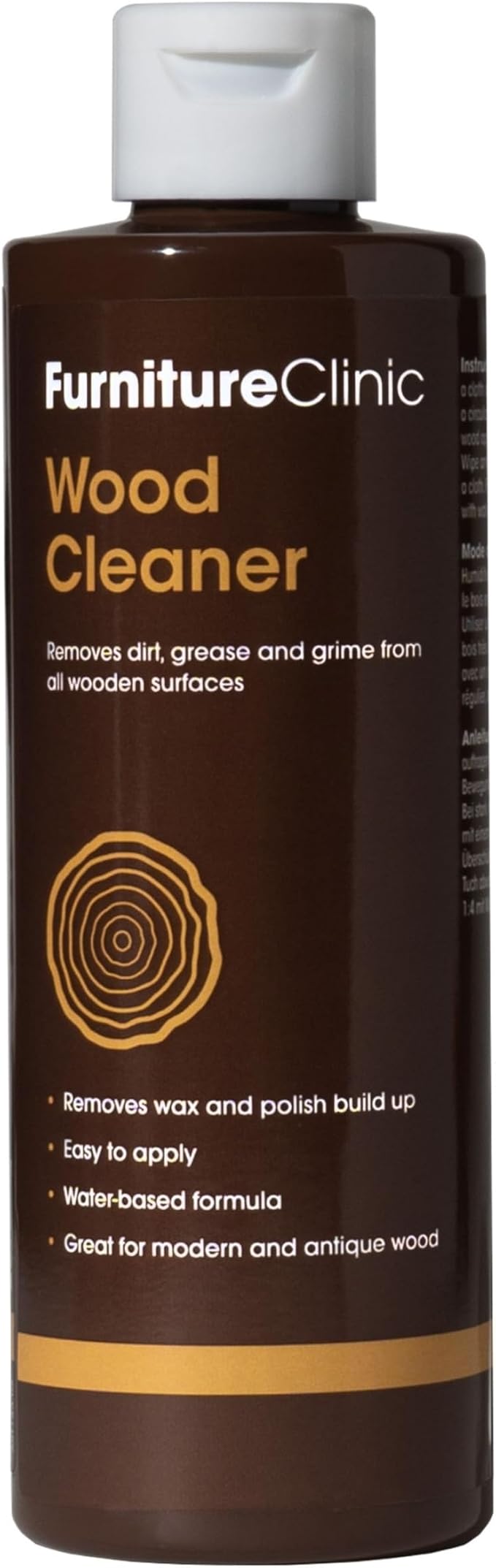 Furniture Clinic Wood Cleaner | Cleans Furniture, Shelves, Tables, Barstools, Cabinets & Other Wood Surfaces | Easily Remove Build Up, Grease and Dust | 17oz/500ml
