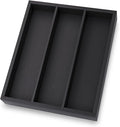 Fibogollo Silverware Organizer Bamboo Kitchen Drawer Organizer, Flatware Organizer Tray for Kitchen, Flatware, Utensils（Black）