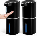 RYTOXILO Automatic Soap Dispenser Touchless, 2 Pack Black Auto Soap Dispensers for Bathroom and Kitchen, 15 Fl Oz Plastic Electric Dish Liquid Dispensers Wall Mount with 1200 mAh Battery