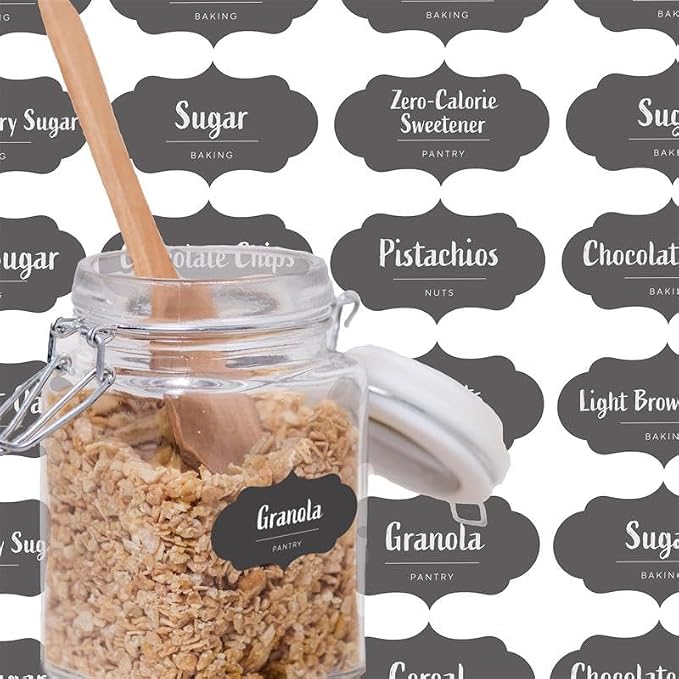 Pantry Labels – 60 Preprinted Easy to Apply Pantry Labels for Containers, Waterproof and Dishwasher Safe Labels, Organize Jar, Spices, Canister, for Kitchen Organization