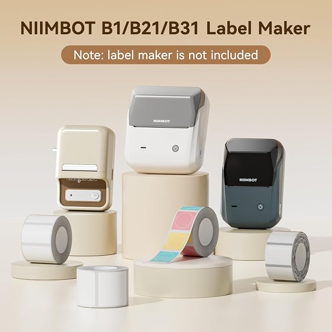 NIIMBOT Labels for B1/B21/B31 Label Maker, 50 x 80 mm (1.97'' x 3.15'') 95 Tapes/Roll, Thermal Label Tape, Waterproof, Oil-Proof for Home Office Small Business Labeling Tape Replacement(White)
