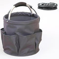 17L Foldable Cleaning Caddy with Handle, Cleaning Supplies Organizer Storage Basket with 6 Side Pockets, Portable Multi Cleaning Bucket Bag for Home Garden Bathroom Camping (Dark Grey)
