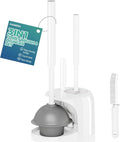 3in1 Toilet Brush and Plunger Set with Slim Crevice Tool and Holder | White bathroom decor, apartment essentials, home essentials, cleaning supplies, bathroom essentials for apartment living