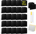 20 Pcs Basket Labels Clip on for Pantry Organization and Storage bin Labels with 2 Markers and 2 Wipe Cloths Reusable Chalk Basket Labels - Black Bin Labels Clip on Chalkboard Basket Tags
