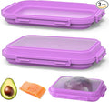 2-Piece Airtight Food Storage Containers Set – Avocado Saver, Onion Keeper, Silicone Kitchen Organizers for Fridge, Reusable & Leak-Proof to Lock in Freshness K05-Purple