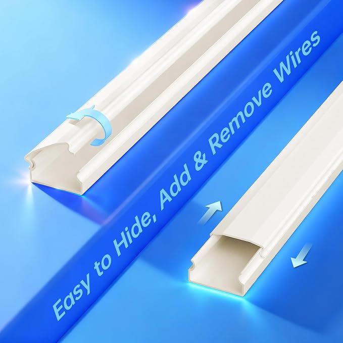 Delamu Beige Cord Hider, 85in Cord Covers for 3-4 Wires on Wall, Beige Cable Hider Cable Management, Easy Set up Wire Hiders Wire Covers for Cords on Wall, TV Cables Cover Concealer, 6X W1.18 H0.67in