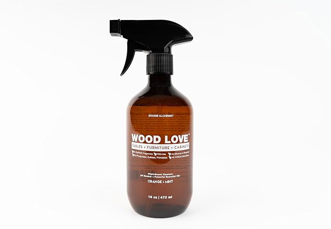 Wood Love® – Wood Furniture Cleaner Spray – Daily Wood Cleaner for Tables, Cabinets & Home Surfaces – 99% Plant-Based, Safe for All Finished Wood – Gentle Light Conditioning – 16oz, Made in USA