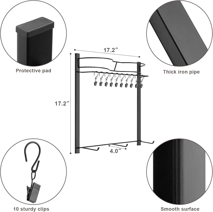 Hat Rack, Metal 3-Tier Wall Organizer Holds Up to 45 Caps with 10 Clips | 3-tier wall rack stores 45 baseball caps. 10 removable clips organize hats, scarves, sunglasses and small accessories