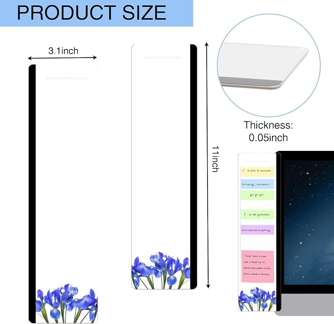 Office Desk Accessories 2pcs Multifunction Computer Monitor Memo Board - Transparent Computer Side Panel Memo Creative Monitor Side Panel Suitable for Office Home Desktop (Monitor Memo Board8#)
