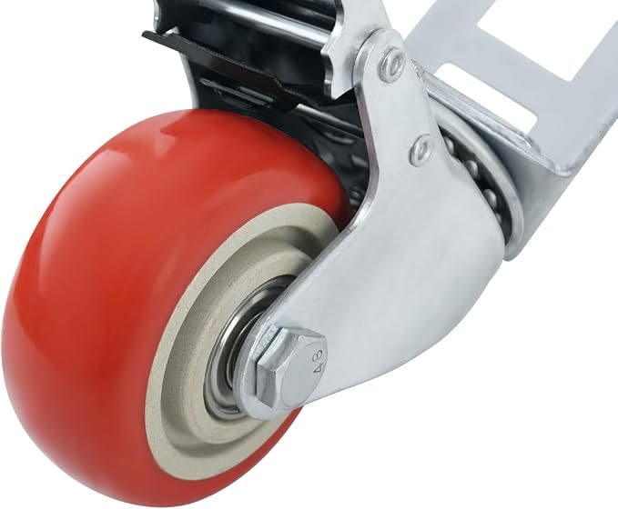 8PCS Storage Rack Caster Wheels,3" Heavy Duty Casters with Brake,Ball Bearing,Storage Shelf Accessories Fit for Boltless Self Locking Shelving Racks,1000LB Max Total Capacity(Red)