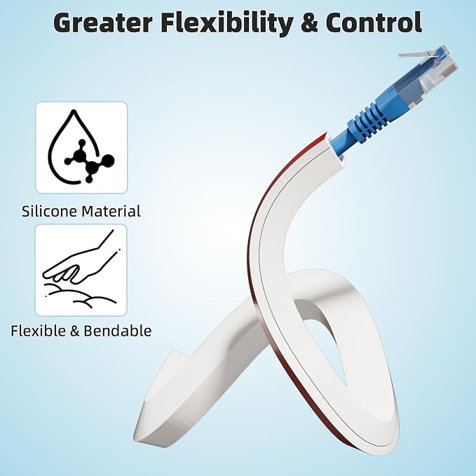 78" Silicone Cord Cover for Wires on Wall, Cord Hider for Wall Mounted TV | Flexible, Fits 1 Cord Up to 0.35" Diameter, Self Adhesive Cable Hider, Hides Wall Wires, Safer for Kids & Pets, White