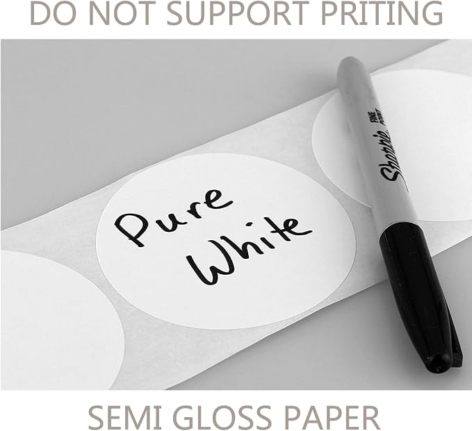 Hybsk White Color Coding Dot Labels Round Semi Gloss Paper Stickers Adhesive Label - DO NOT Support Printing(2 inch)
