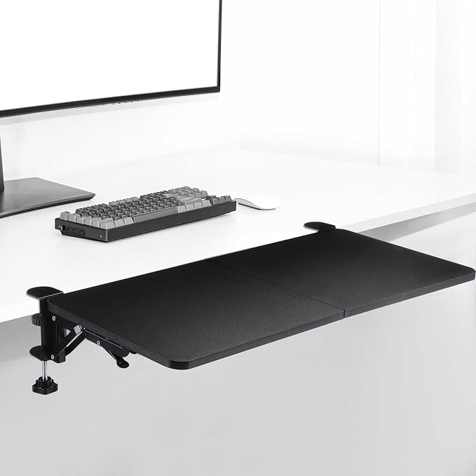 Yaocom Desk Extender Tray, 24 x 12 Inch Desk Extension, 90 Foldable Keyboard Tray Platform for Table Mount Arm Rest Shelf Foldable Drawer for Dorm, Office, Kitchen Bar, Rv Countertop, Black