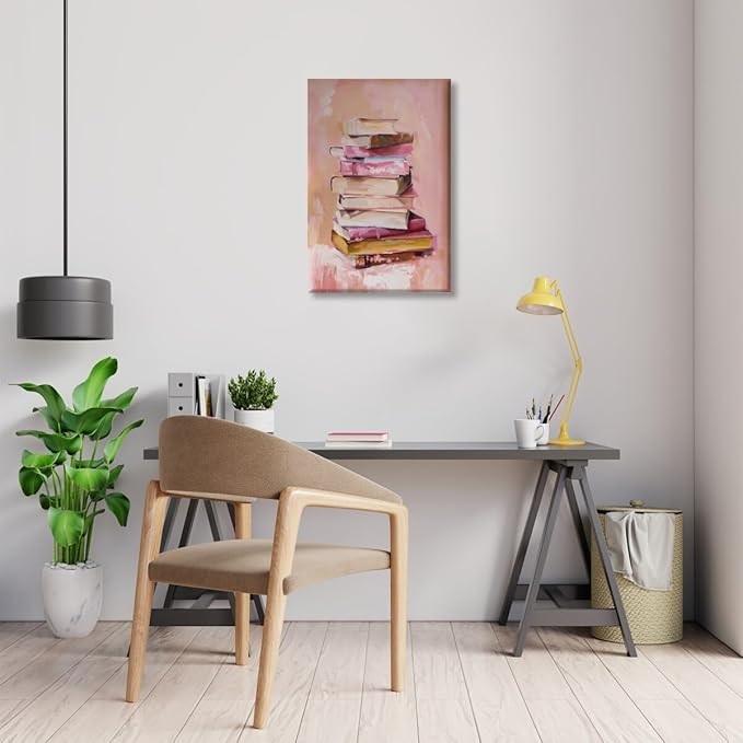 Pastel Book Stack Art Aesthetic Poster Canvas Wall Art Decoration Living Room Home Decor Bedroom Decoration Poster Unframed24x36inch