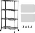 SINGAYE 4 Shelves Storage Wire Shelf Closet Metal Shelving Pantry Wheels | Shelf Bathroom Organizers Metal Kitchen Garage Shelving Unit Laundry Room Organization Home Rack Net Basket with Wheels