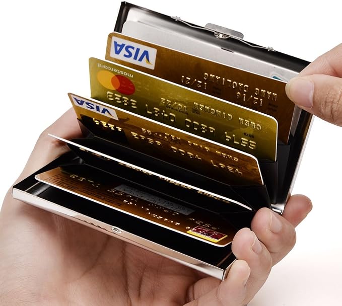EASTNIGHTS RFID Credit Card Holder Metal Wallet Slim Credit Card Case Protector Business Card Holder for Women or Men