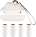 Mini Travel Lint Roller, Reusable Pet Hair Remover for Clothes with 150 Refillable Sheets (White)