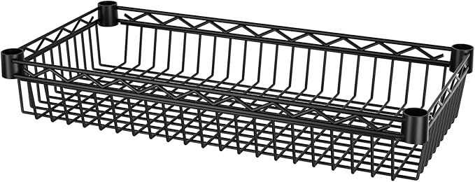 SINGAYE 6 Tier Shelf Wire Shelving Adjustable Storage Shelves Basket Rack | Adjustable Shelves with Wheels Metal Storage Unit Closet Bathroom Organizers Pantry Kitchen Garage Laundry Room Black