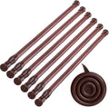 SIQUK 6 Pack Cupboard Bars Adjustable Spring Tension Rods Wood Grain Refrigerator Bar Extendable Rod for DIY Projects, 15.7" to 28"