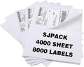 SJPACK 8000 Half Sheet Laser/Ink Jet Shipping Labels Mailing Labels 5-1/2" X 8-1/2"