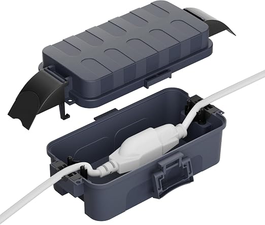 Flemoon IP55 Small Outdoor Electrical Box Waterproof (Inner 5.9 x 3.2 x 1.8inch), Extension Cord Cover with Detachable Awning Covers for Plug, Outlet, Holiday Lights, Gray