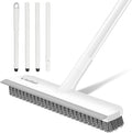SetSail Floor Scrub Brush, Scrub Brush with Long Adjustable Handle 2 in 1 Scraper Brush Stiff Bristle Floor Scrubber for Cleaning Bathroom Shower Kitchen Garage Deck Tile Tub, Pure White