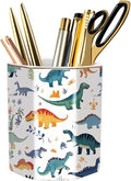 Cute Pen Holder, Pencil Cup for Desk, Desk Organizer, Durable Ceramic Decorative Makeup Brush Desktop Accessories, Stylish Stationery for Office, Home, Cute Dinosaur Pattern