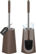 SetSail Toilet Brush, Compact Size Toilet Bowl Brush and Holder Toilet Brushes for Bathroom with Stainless Steel Handle Toilet Cleaner Brush with Durable Scrubbing Bristles, 2 Packs, Brown