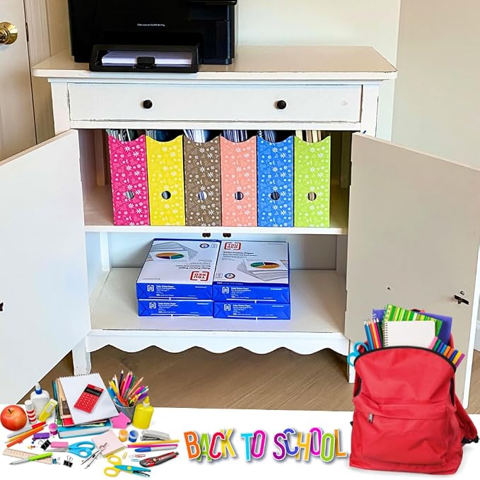 Evelots Magazine File Holder - Set of 24 Floral - Office Desk Organizer - Sturdy Cardboard - New Upgraded Double Front Panel for More Stability - Full 4 Inch Wide - Easy Assemble