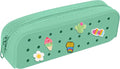 BestStone Silicone Small Pencil Pouch – Small Pencil Case with DIY Holes and 10 Decorative Charms, Multipurpose Makeup Bag or Stationery Organizer, Large Capacity(Lake Green)
