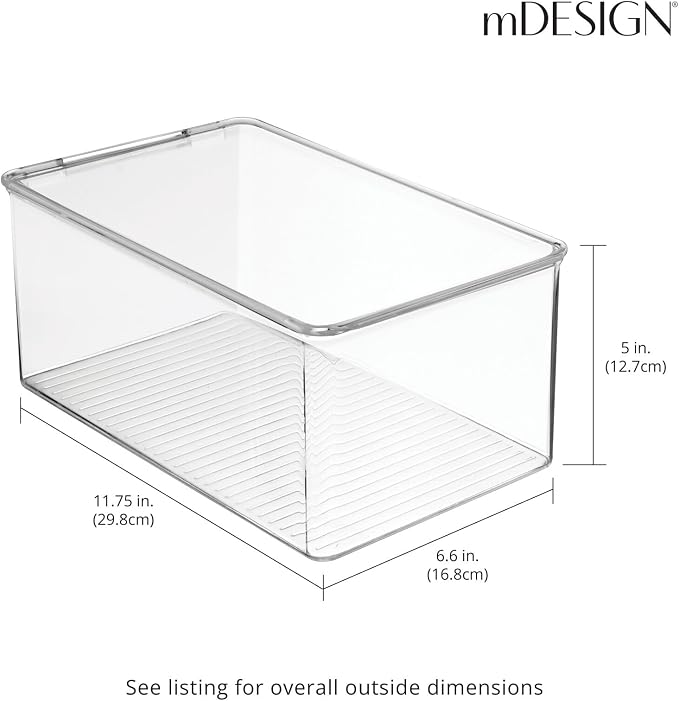 mDesign Stackable Plastic Closet Storage Container Bin Box with Hinge Lid for Organizing Shoes, Booties, Pumps, Sandals, Wedges, Flats, Heels - Lumiere Collection - 4 Pack - Clear