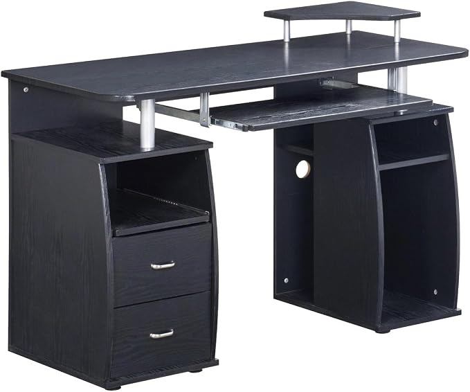 Techni Mobili 47" Computer Desk w/Drawers,Storage & Printer Shelf,Espresso | 47" desk with drawers, printer shelf, pull‑out keyboard tray, open storage, sturdy frame, spacious workstation home office