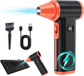 Compressed Air Duster Rechargeable Electric Air Duster for PC Keyboard Mini Dust Blower 130000RPM Cordless Air Blower Jet Dryer Turbo Fan Handheld Blower for Car Home Office, Black-Orange