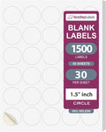 NextDayLabels 1.5 Inch Round Circle Stickers White Blank Labels for Laser Inkjet Printer - 30 Per Sheet Self-Adhesive Jar Candle Product Made in USA - 1500 Labels