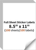 Full Sheet Sticker Labels, 8.5" x 11" Shipping Labels Paper (100 Sheets, 100 Labels), Self Adhesive Full Sheet White Matte Label Paper, Address Sticker Labels for Laser & Inkjet Printer