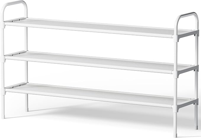 Kitsure Shoe Rack, 39" Wide Extra-Long Shoe Organizer, 3-Tier, White | Closet, Front Door Entrance, Entryway, Stackable & Detachable Shelf, Closet Organizers and Storage
