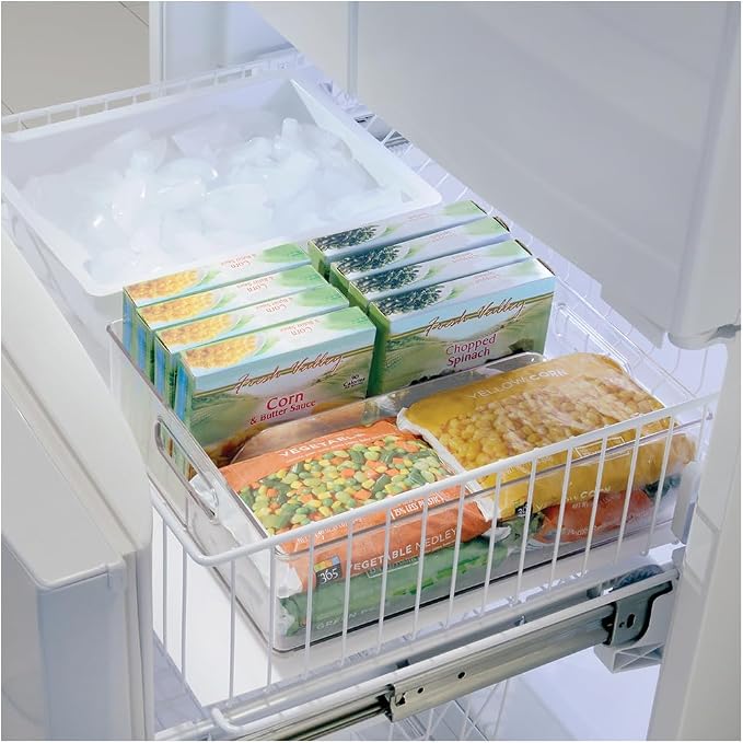 iDesign Divided Pantry Bin with Handles, Set of 3, Clear | For Pantry, For Refrigerator, For Freezer