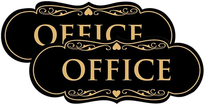 All Quality Designer Office Sign | Easy Installation - Brushed Gold - Small (2 Pack)