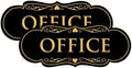 All Quality Designer Office Sign | Easy Installation - Black/Gold - Medium (2 Pack)