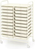 DREAMADE Rolling Cart with Storage Drawers, Utility Cart w/Removable Plastic Drawers, Lockable Wheels, Art Cart for Classroom Organization Art Supplies Office Scrapbook (20 Drawers, White)