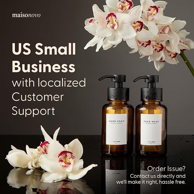 MaisoNovo Glass Foaming Soap Dispenser 14 Oz | Glass Bottles Pumps x 2 Clear