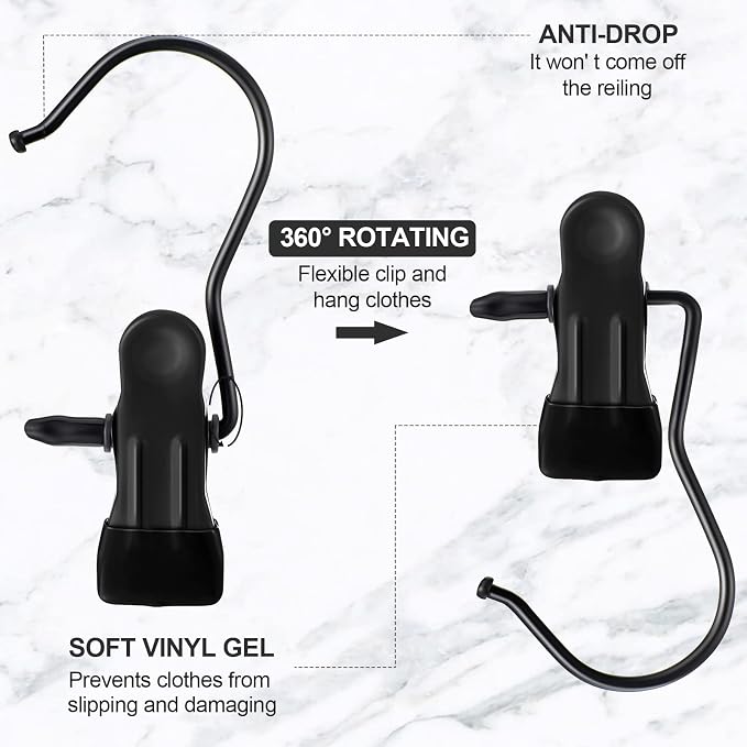 100 Pieces Boot Hangers for Closet Laundry Hooks Hanging Clips Boot Hangers Holder Travel Home Space Saving for Clothes Hats Towels Single Organizer Clamps(Electrophoresis Black)