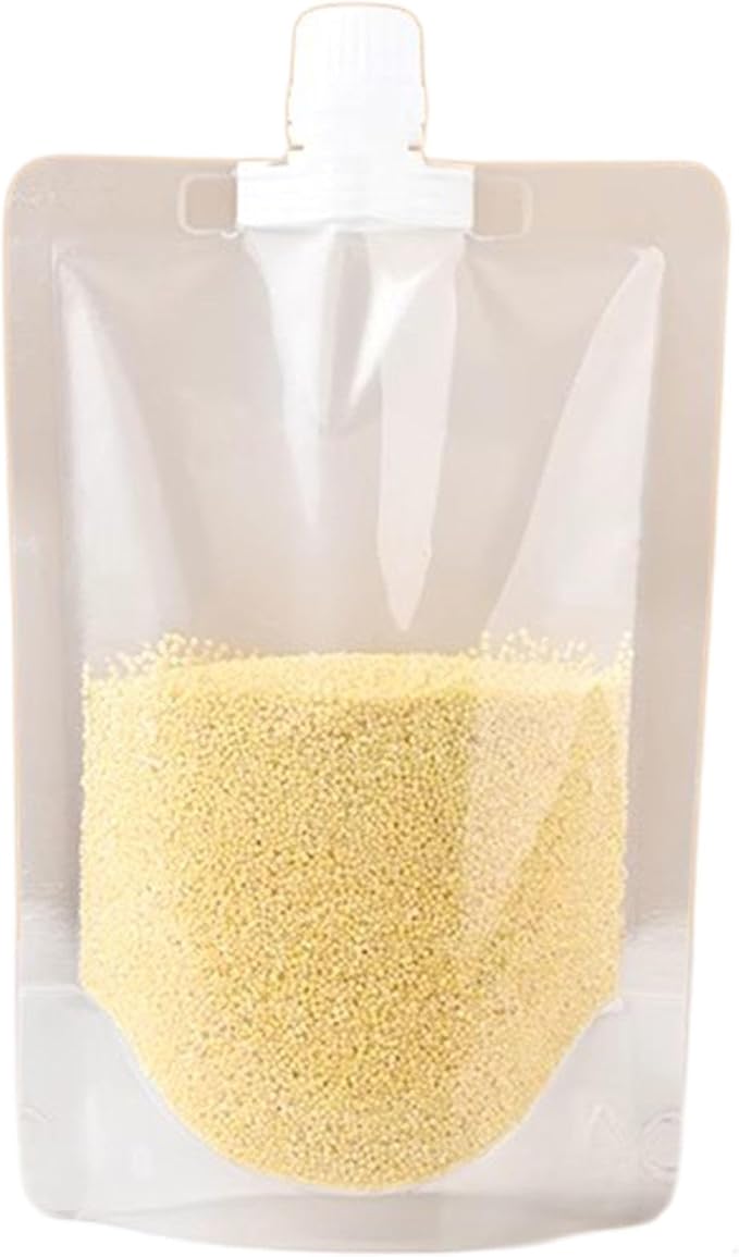【15 Pack】Food Storage Bags Grain Moisture-proof Sealed Bags Stand Up Packaging Pouches Large Reusable Sealed Bag with Handle and Cap BPA Free,5.5"x8.8"