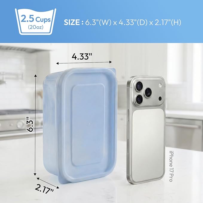 carrotez Flexible Freezer Storage Containers with lids, 2Pack 2.5cup Blue