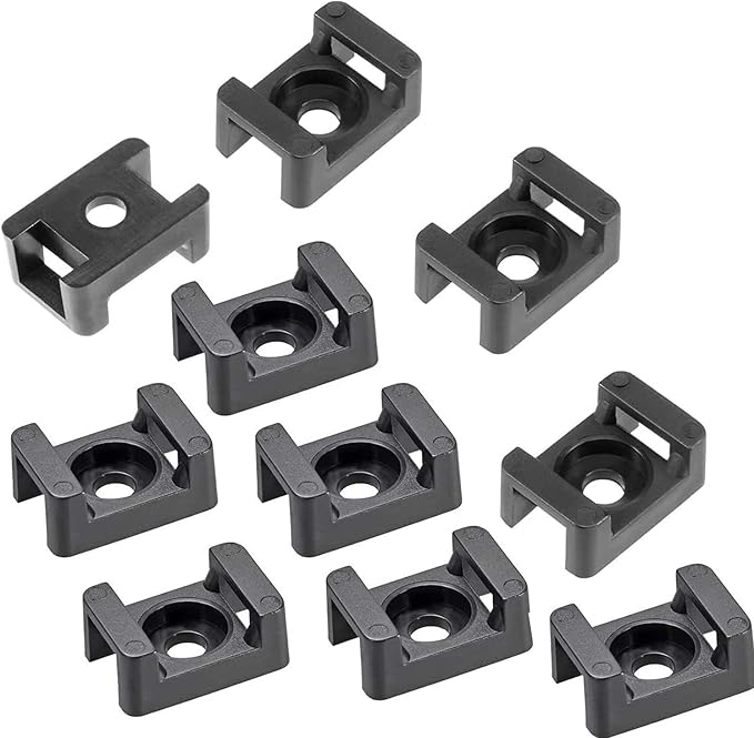 Cable Tie Mounting,100 Pcs Zip Tie Base,5 mm(M5) Screw Hole, 23x16x9(L*W*H) mm Cord Tie Mount Wire Tie Holder Fix Bottom Wire Management for Home/Office/Outdoor/Garden