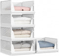 Proarea 5 Pack Stackable Storage Bins, Closet Organizers and Storage, Foldable Closet Organizer Baskets for Clothes, Plastic Drawer Bins for Closet Organization, Wardrobe Shelf, Laundry Room, White