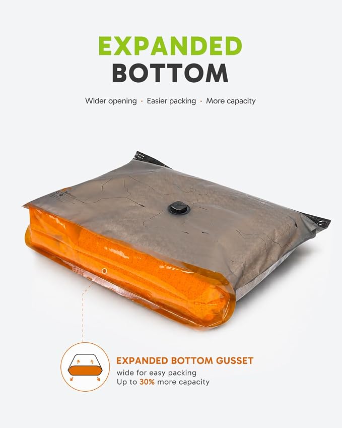 Vacbird 20 Pack Vacuum Storage Bags for Travel with Hand Pump, Reusable Double Zip Seal Waterproof Compression Bags for Luggage Clothes